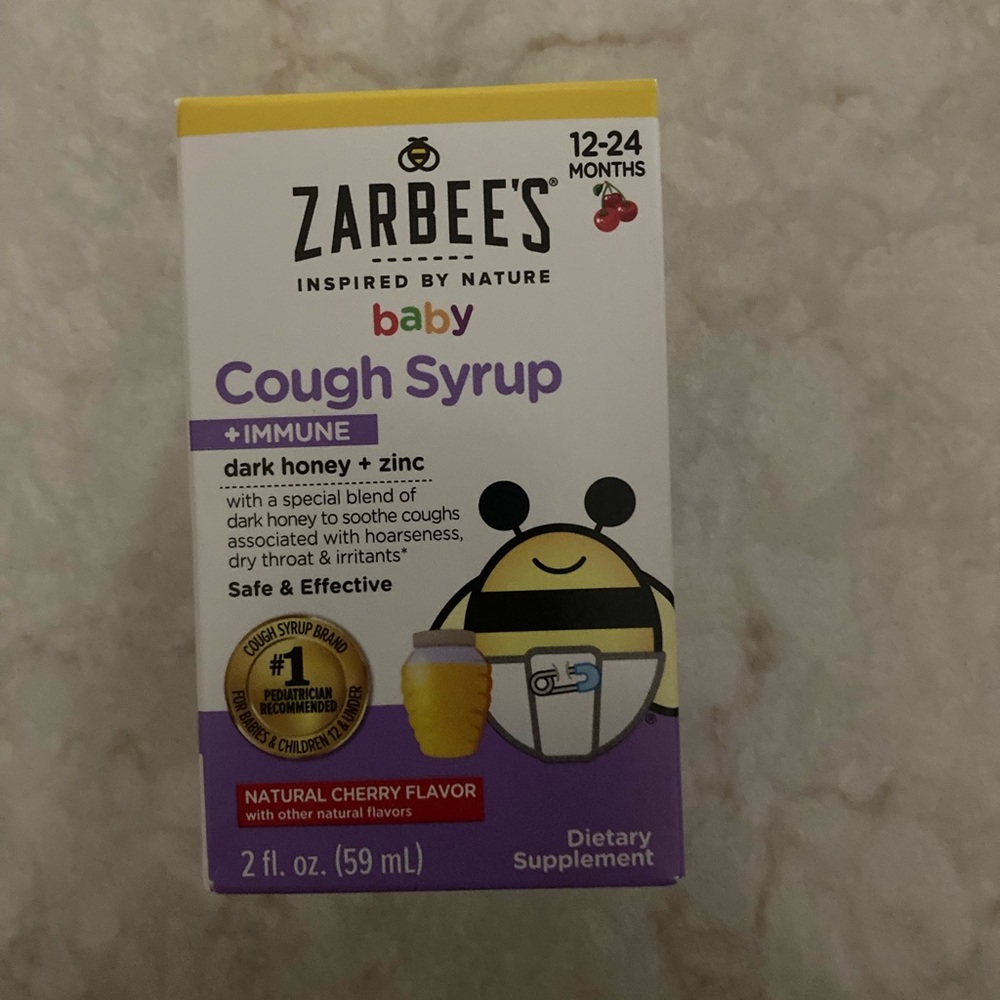 Zarbee's Baby Cough Syrup + Immune w Honey Natural Cherry Flavor; 2 Fl Oz